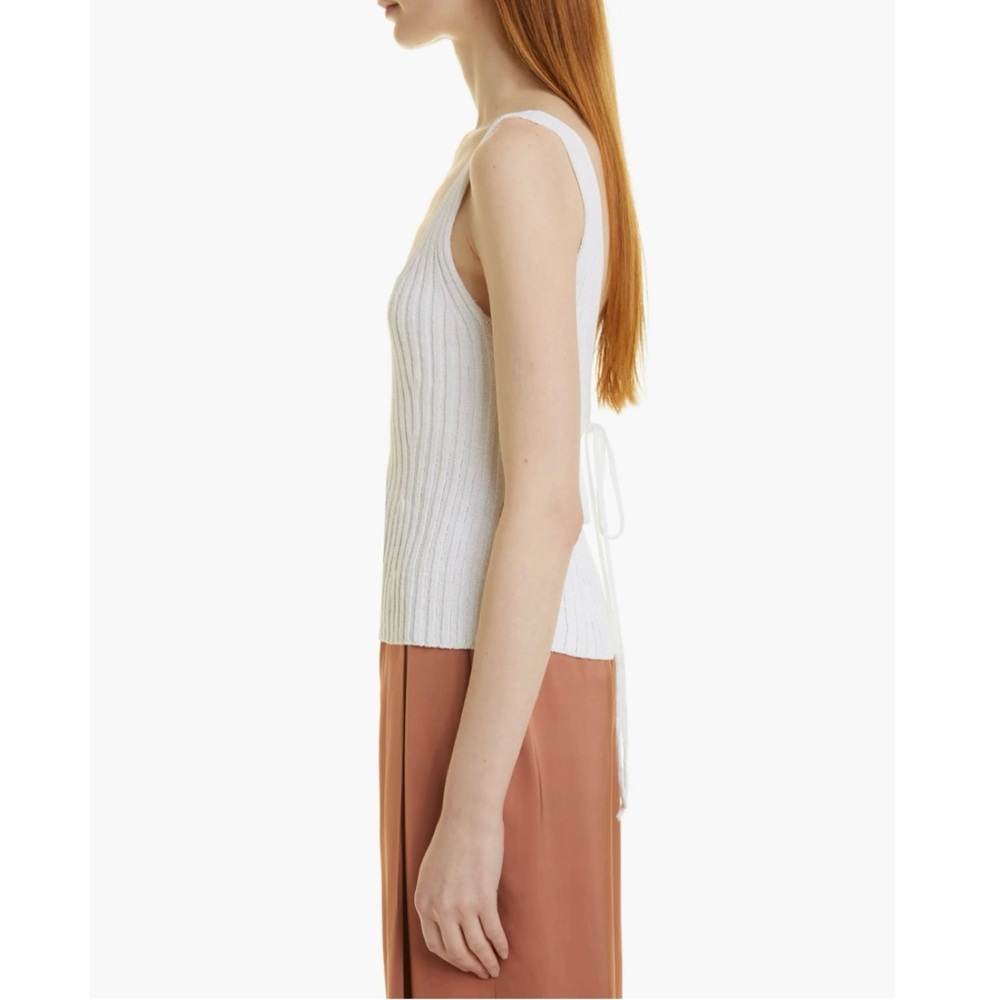 VINCE Rib Tie Back Cotton Blend Tank Top in Optic White Size XS - Picture 13 of 14
